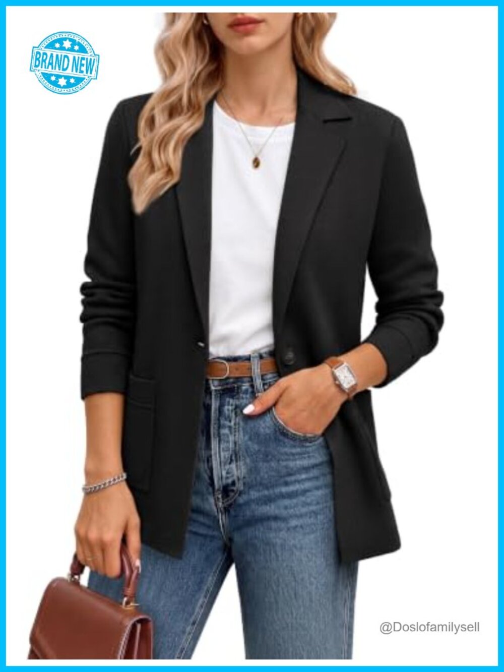 Wool Blend Sweater Blazer Notched Lapel Business Casual Office Jacket